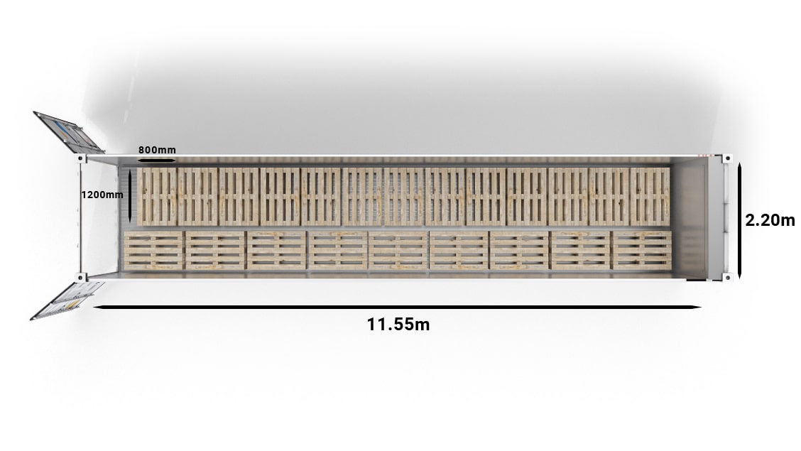 22 de europaleți într-un UltraFreezer de 40 ft