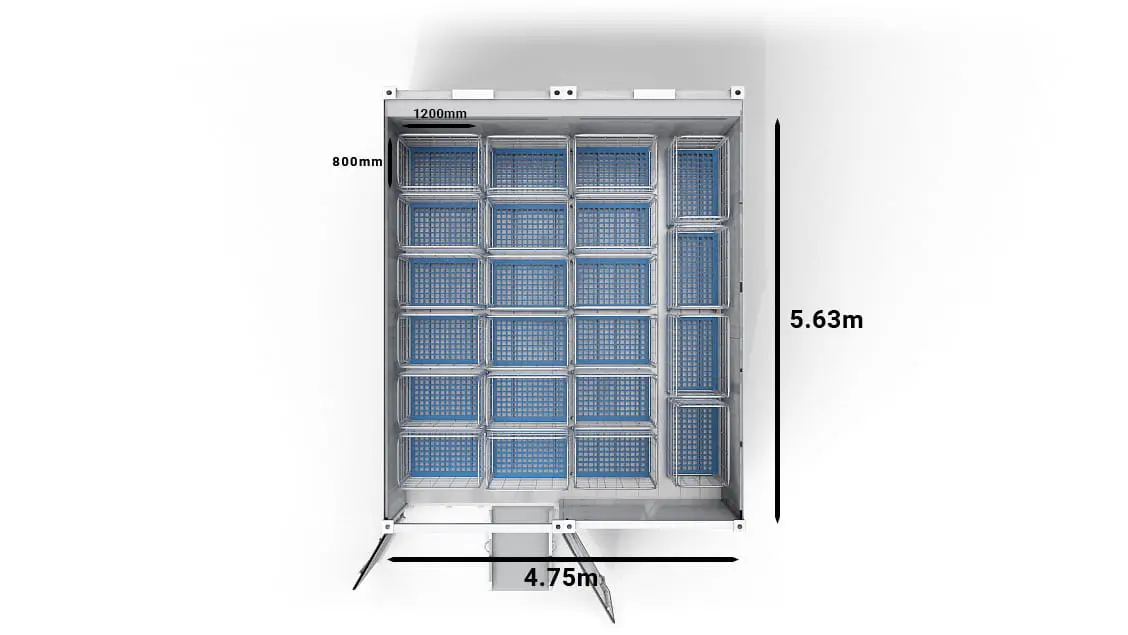 22 cărucioare (Arctic SuperStore de 20 ft cu 2 compartimente)