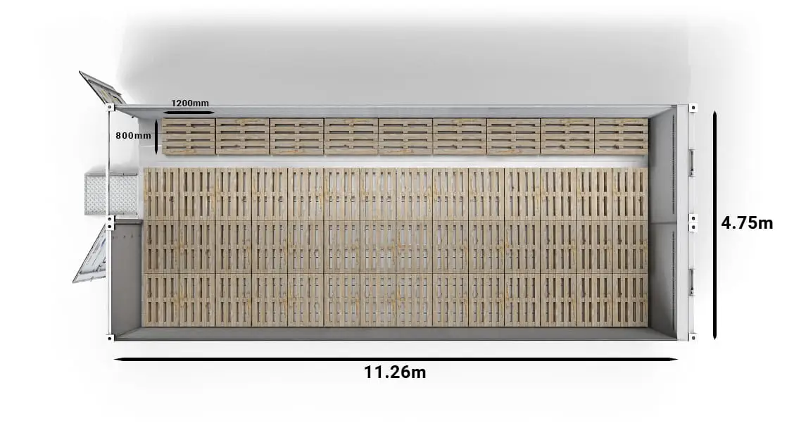 51 europaleți într-un Arctic SuperStore de 40 ft cu 2 compartimente