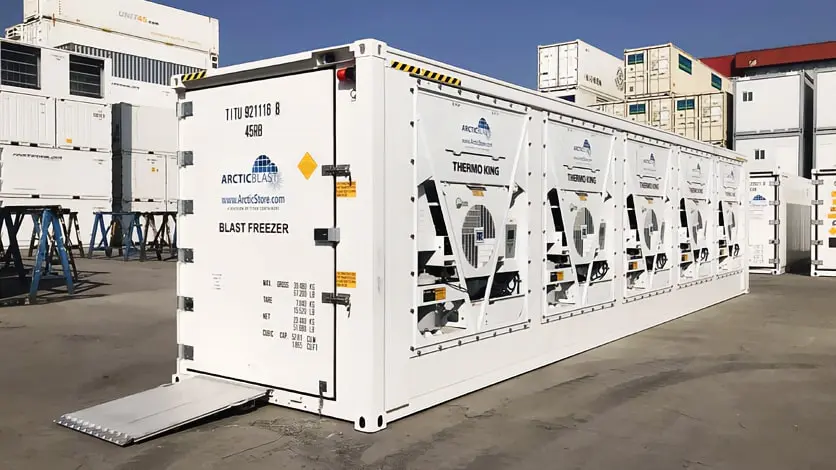Depozitare la rece ArcticBlast – Containere frigorifice de 40 ft cu răcire rapidă de închiriat