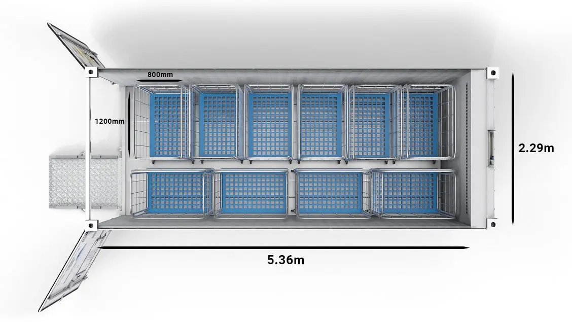ArcticStore de 20 ft cu cărucioare