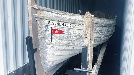 Barcă de salvare de pe TITANIC păstrată uscată, în siguranță și protejată. Depozitare personală de la TITAN Containers