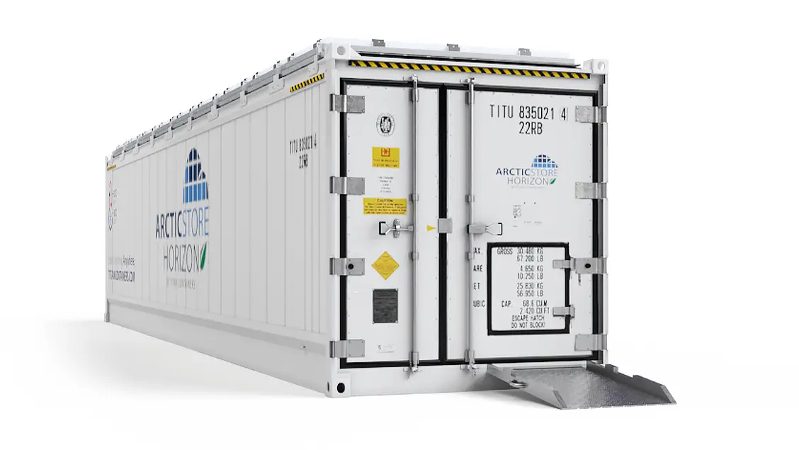 40ft ArcticStore Horizon Vedere frontală cu Panouri Solare