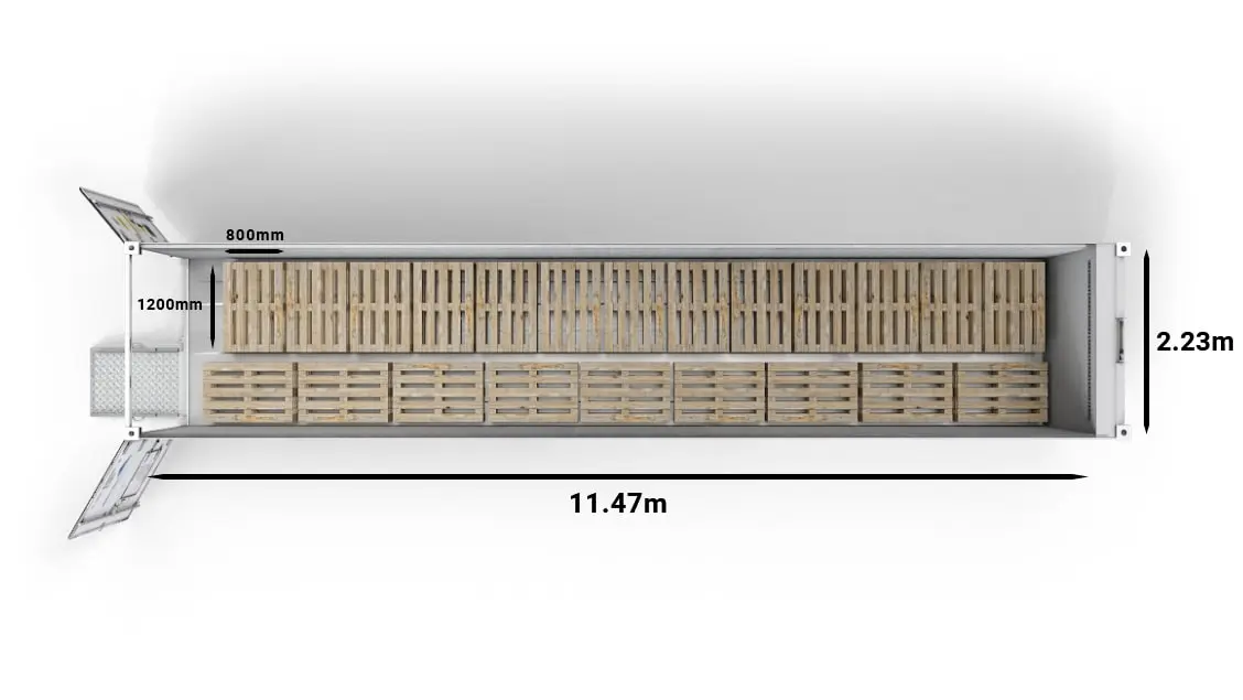 22 europaleți într-un ArcticStore Horizon de 40 ft